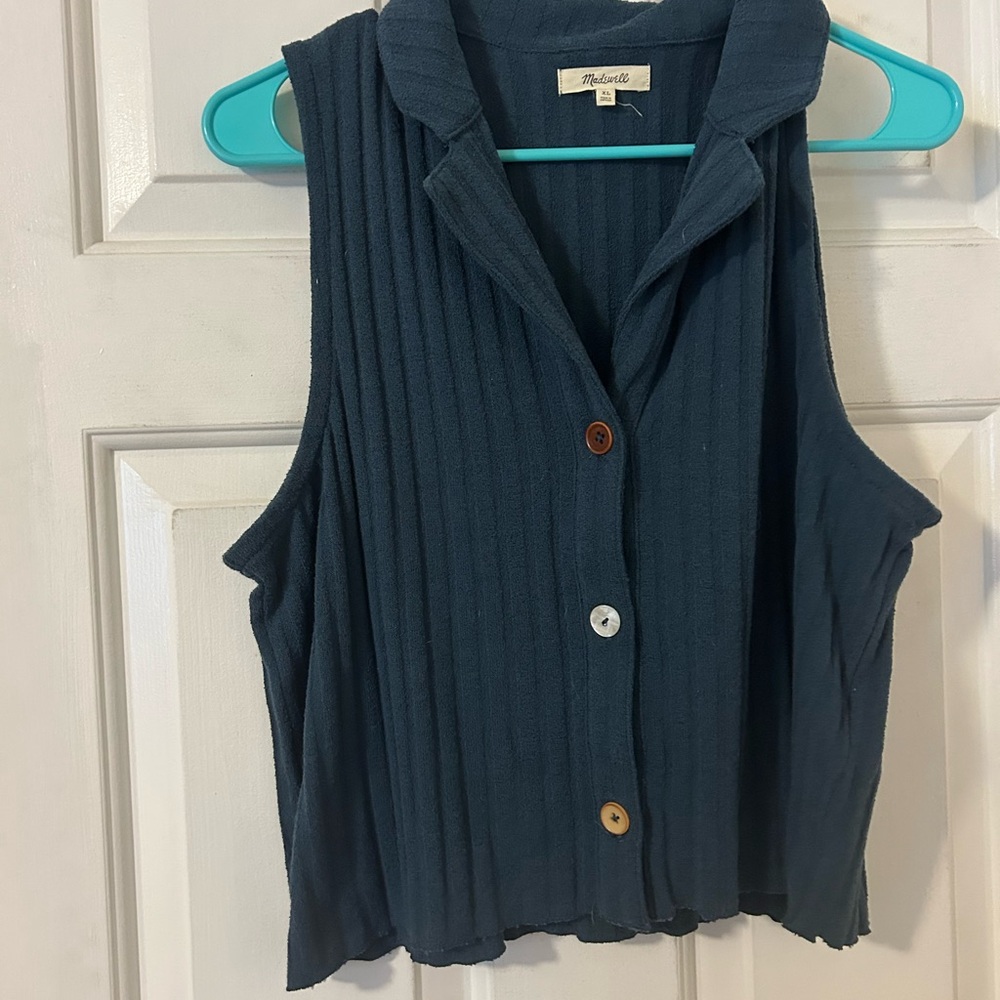 Madewell navy Sleeveless Button-Down Shirt